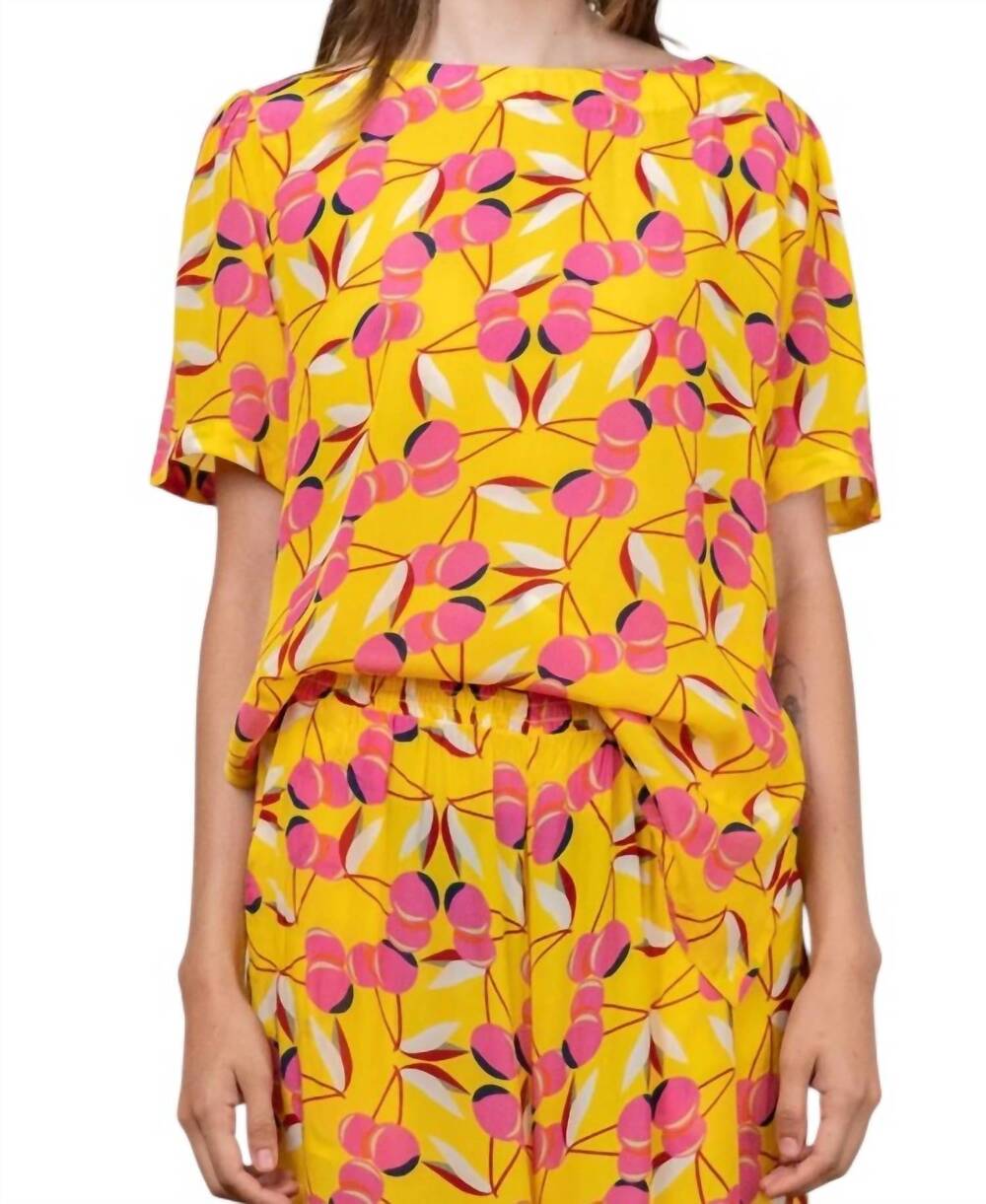 NEW SHINE cherry silk tee in yellow